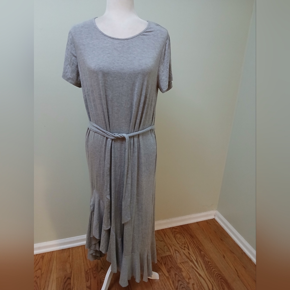 London Times Asymmetrical Ruffle Hem Dress